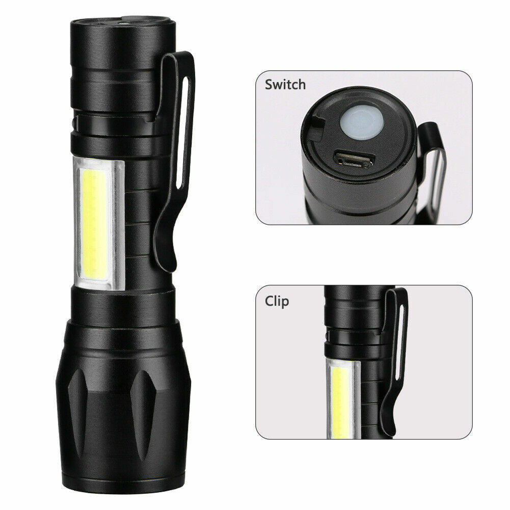 Rechargeable LED Tactical Flashlight - Super Bright Camping Light, USB Powered