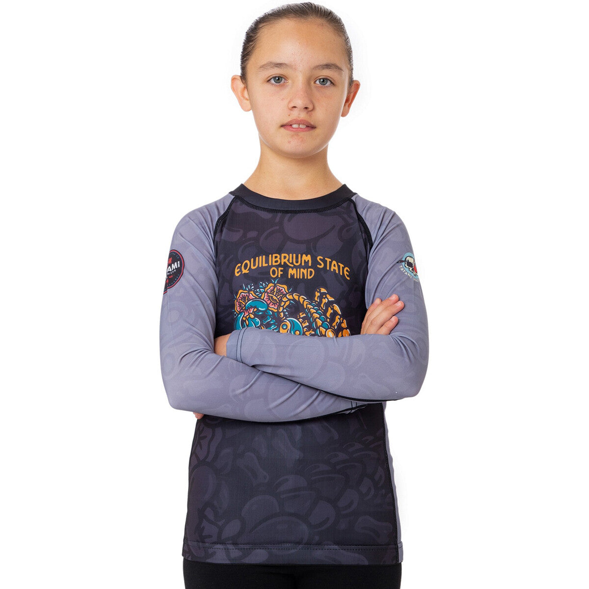 Kids Recycled Long Sleeve Rashguard for Jiu-Jitsu - Gray
