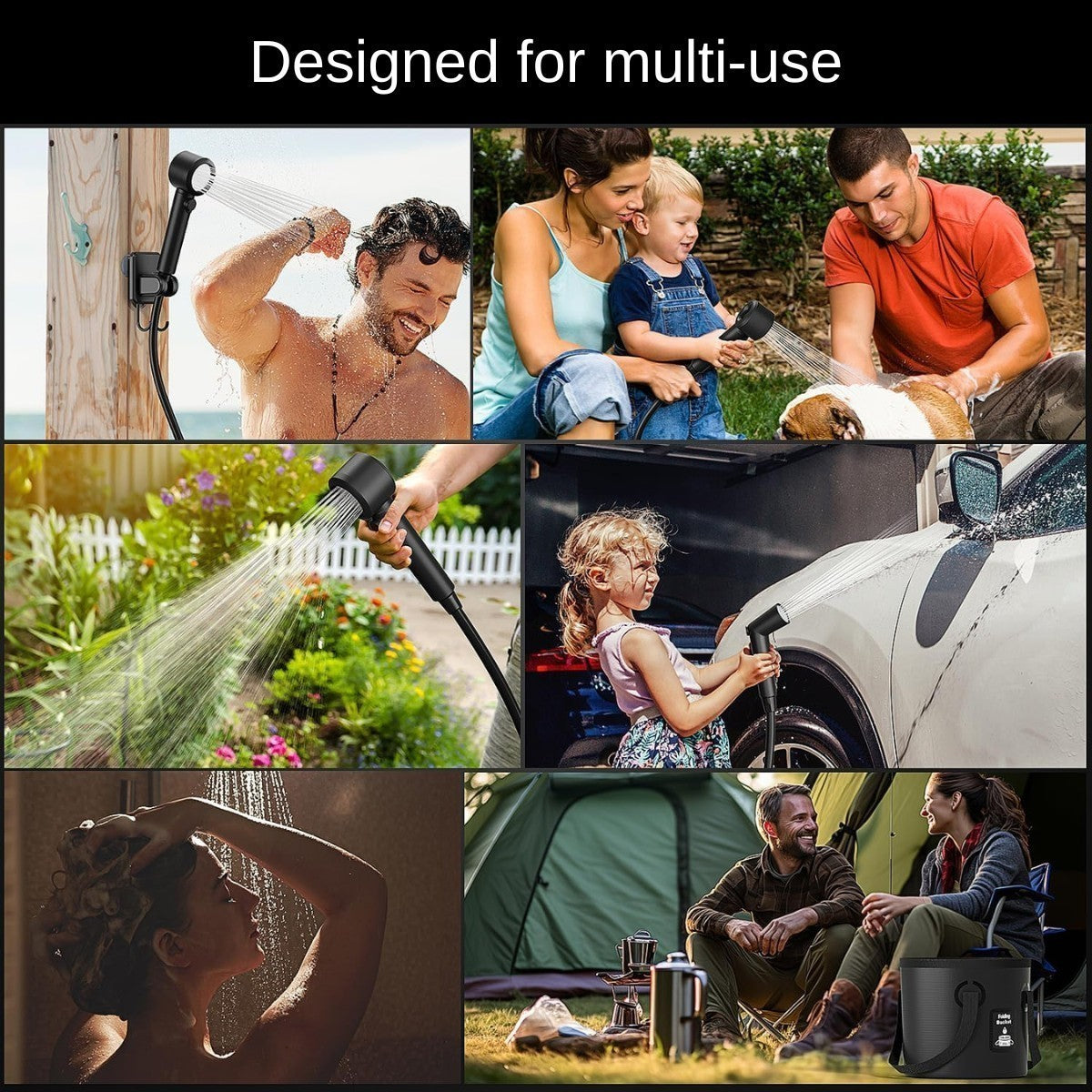Portable Camping Shower with Water Heater, 8000mAh Rechargeable Pump