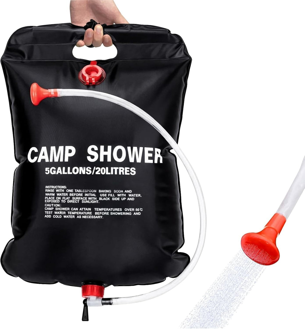 20L Solar Camping Shower Bag with Hose & Head - Portable Outdoor Heating