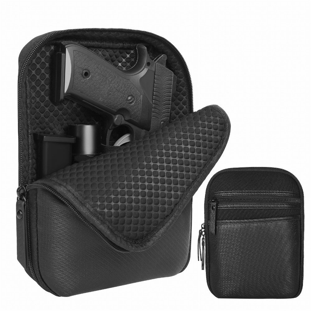 Concealed Carry Gun Pouch Holster Wallet Bag with Belt Loops - Black