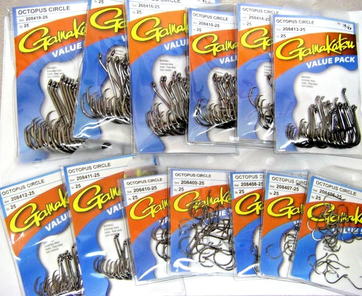Gamakatsu Offset Circle Fishing Hooks Value Pack All Sizes 8/0-8