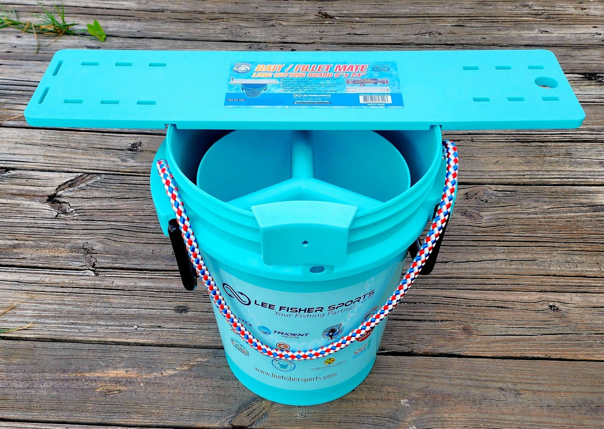 Fishing Bait Cutting Board with Knife Slots & 24-Inch Ruler - Fits on Buckets