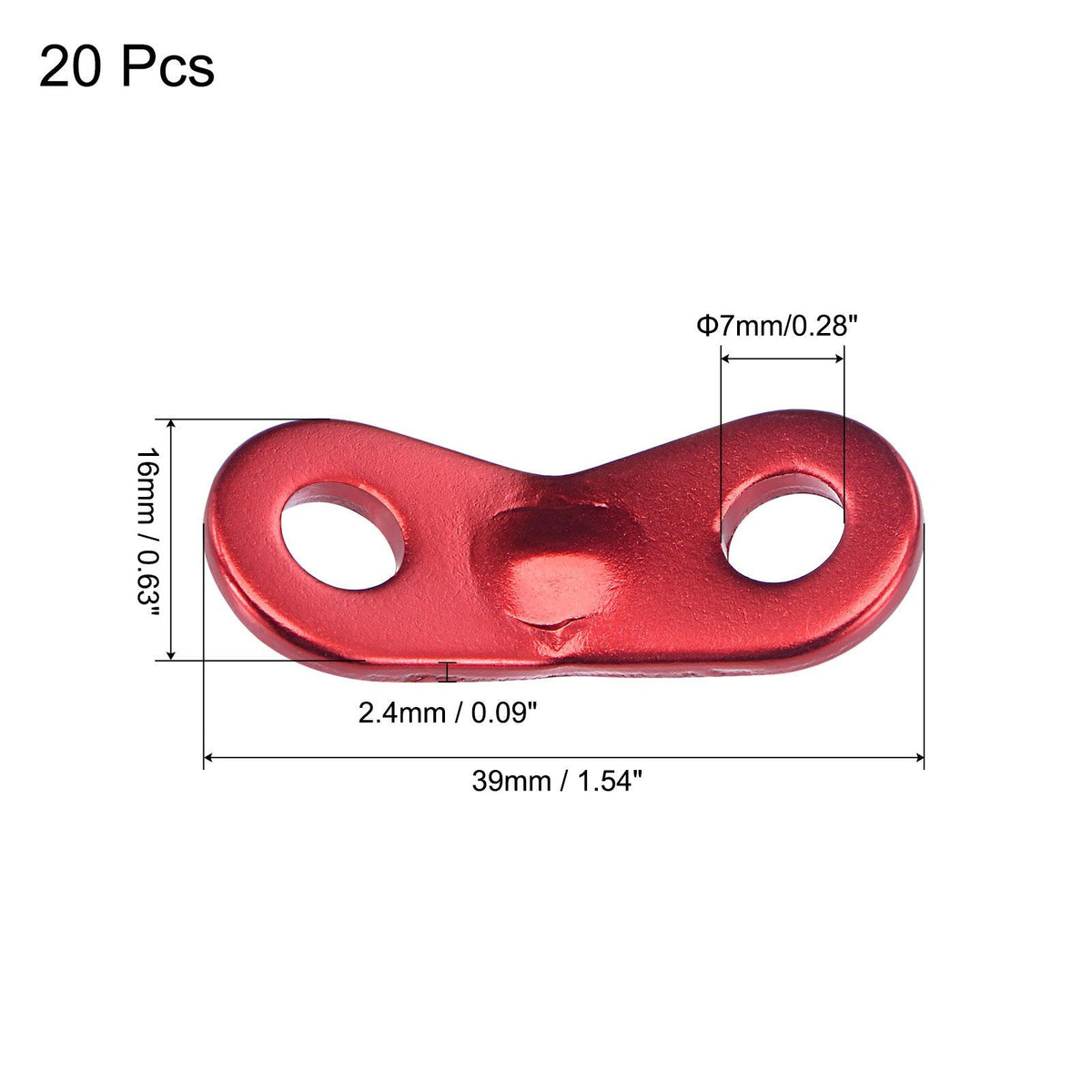 20pcs Aluminum Rope Tensioners for Tent Cords Red 7mm Dia Camping Gear