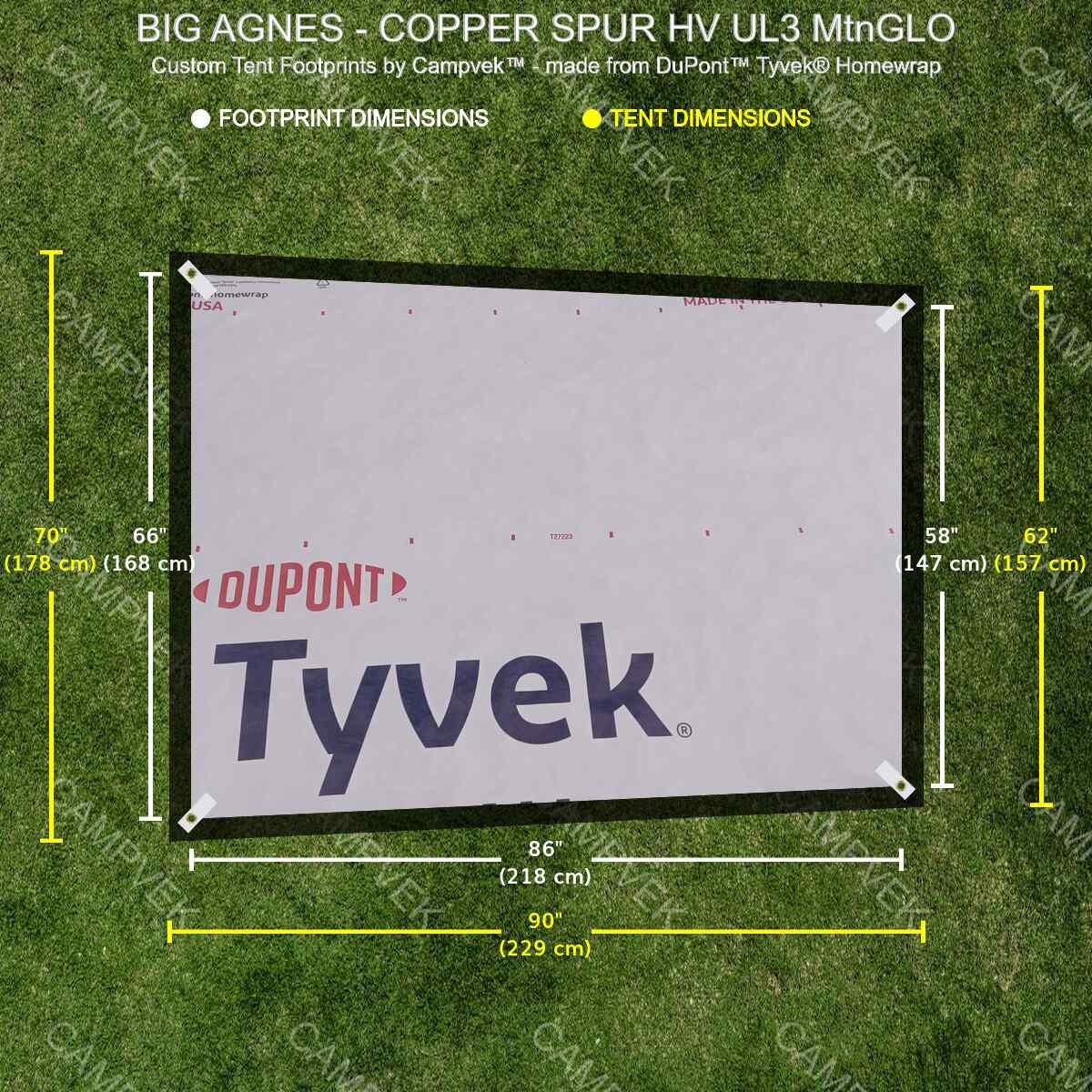 Tyvek Tent Footprint for Big Agnes Copper Spur HV UL3 MtnGLO Camping Tent