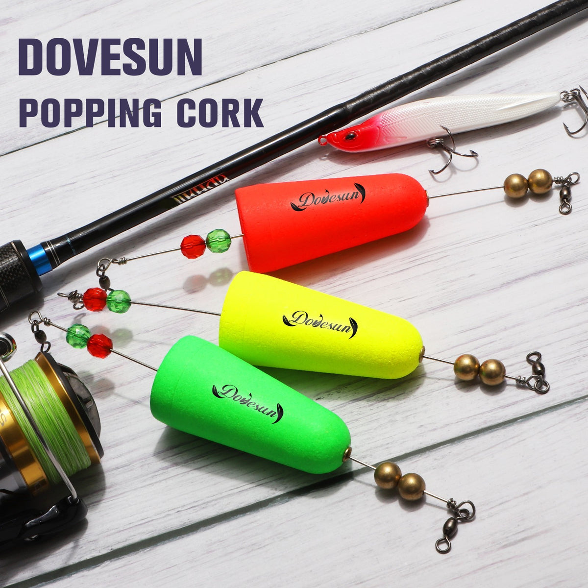 Fishing Floats Popping Cork Bobbers Set for Saltwater & Freshwater Angling