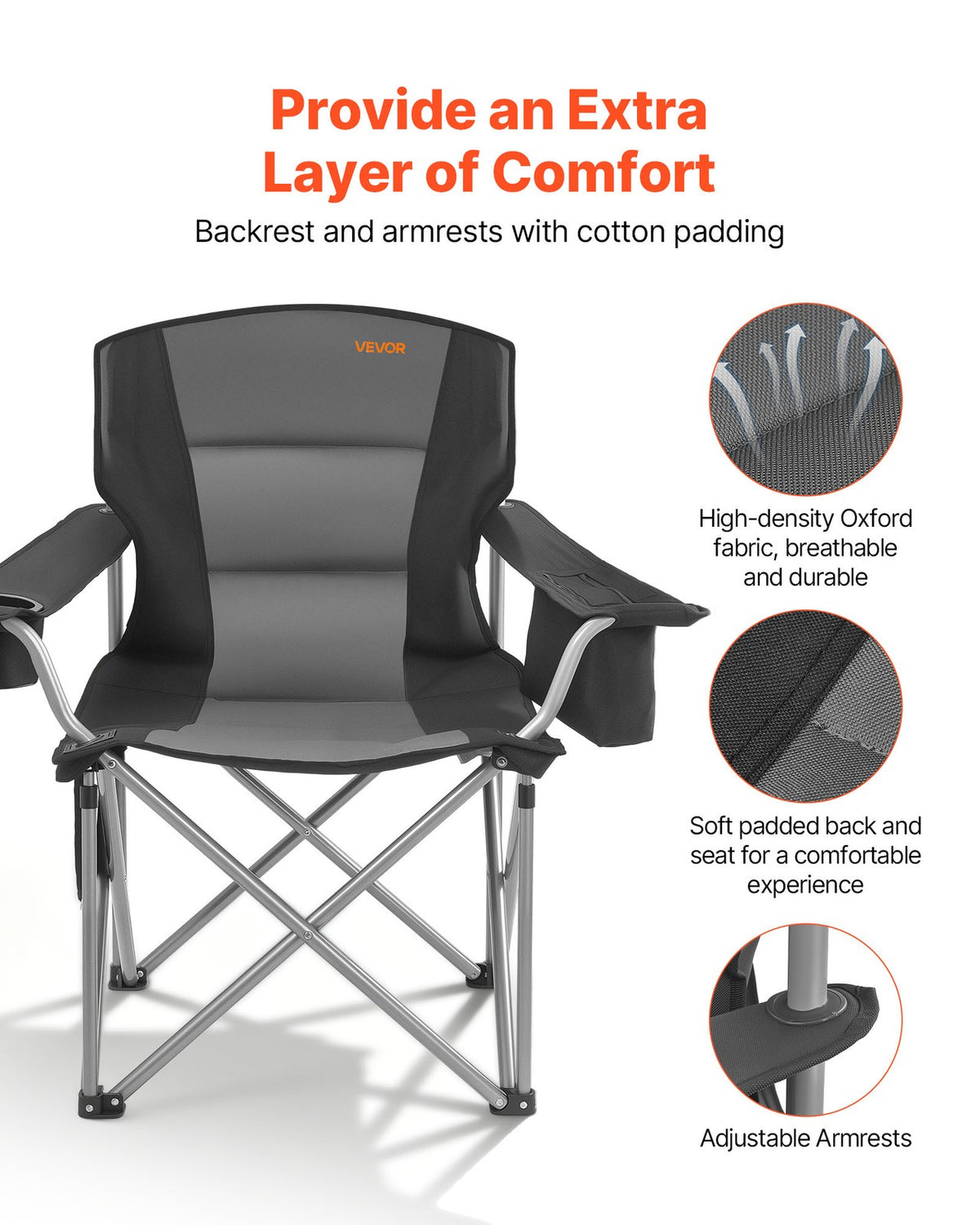 Oversized Camping Chair Set with Cup Holder and Cooler Bag - 2 Pack
