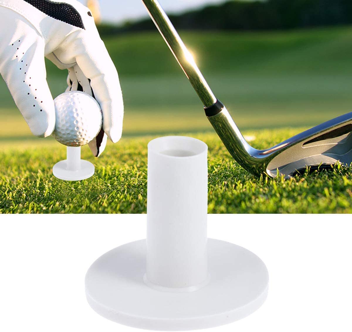 Golf Rubber Tees 5 Pack - White Practice Tees for Driving Range & Golf Training