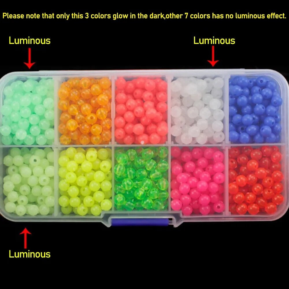 1000Pcs Glow Fishing Beads Set for Night Fishing Tackle Rig Making