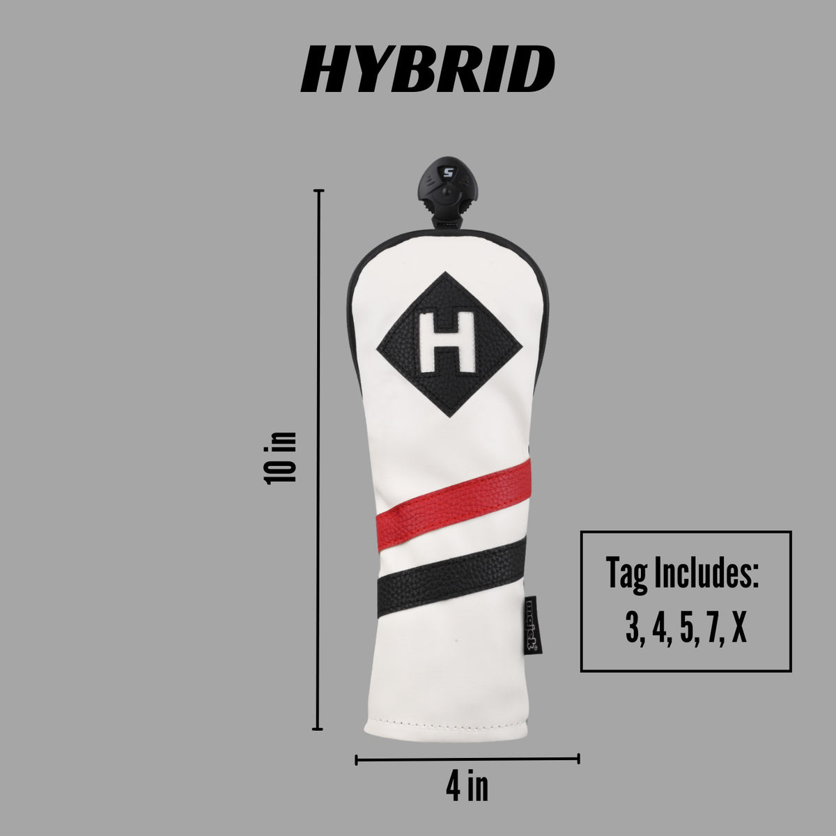 Golf Headcover Hybrid Vintage Leather Style for Clubs - White Red Black