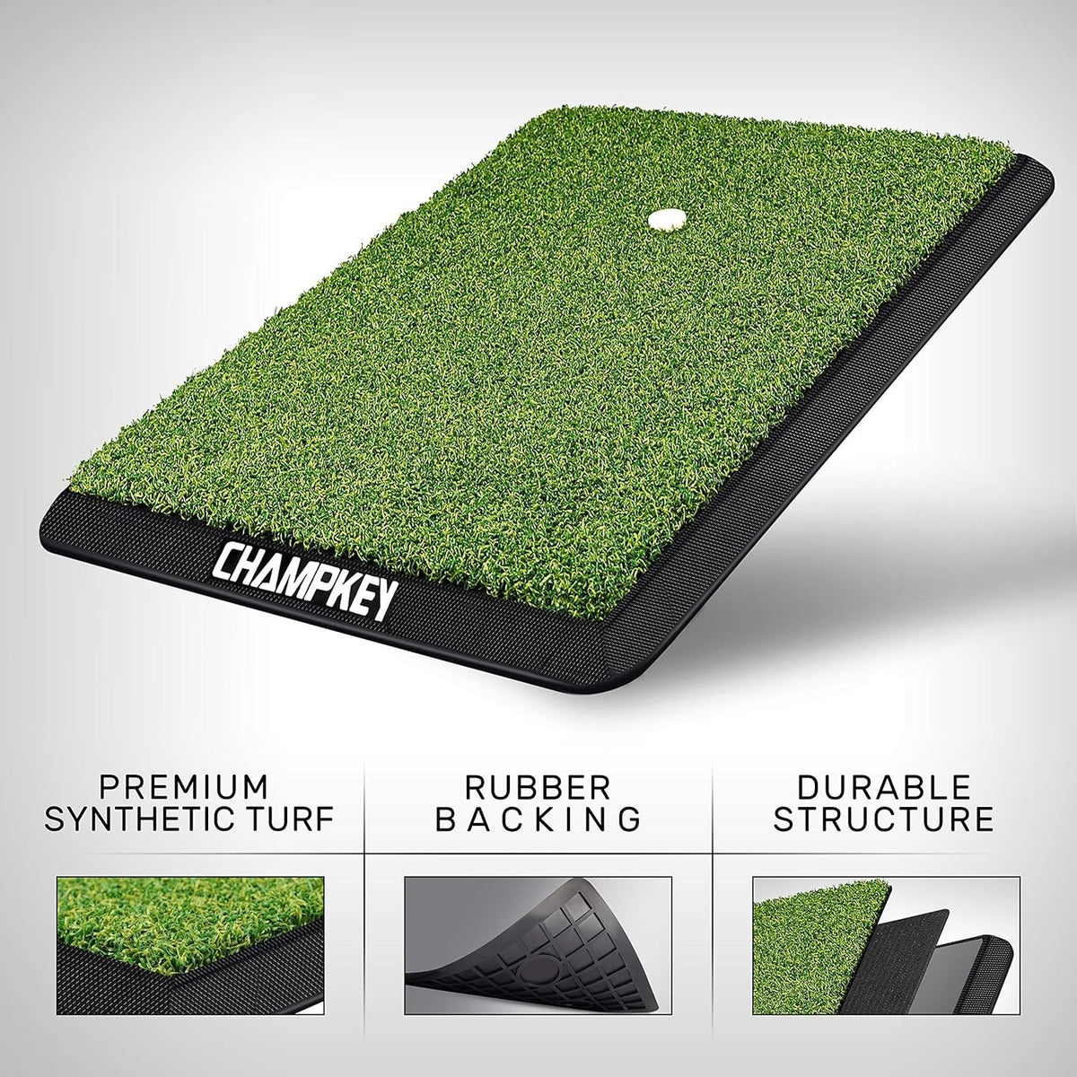 Golf Practice Mat 13x17 with Rubber & Plastic Tees - Compact Design
