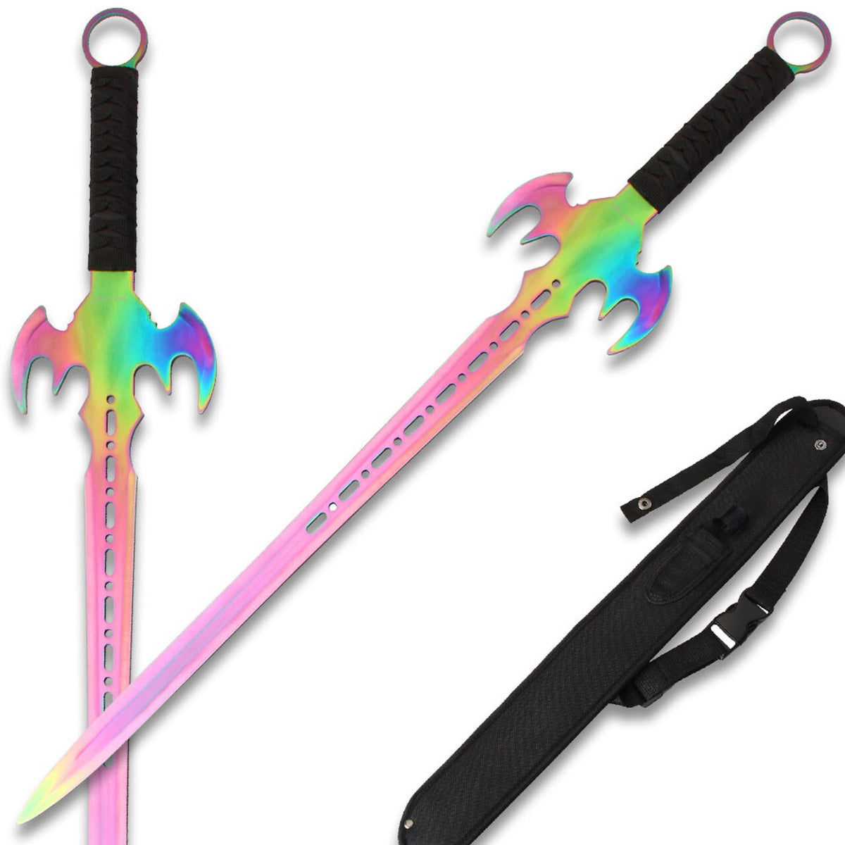 Titanium Ninja Bat Warrior Sword Set - 26.5 Inch Throwing Knife Pair