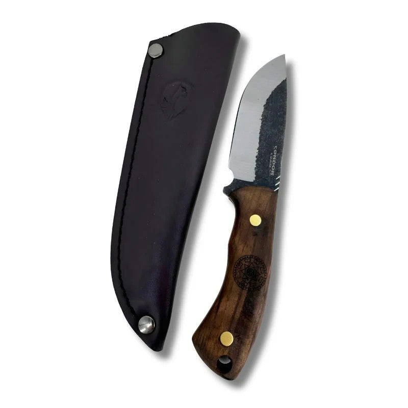 Condor Kinich Fixed Blade Knife with Walnut Handle & Leather Sheath 8.35"