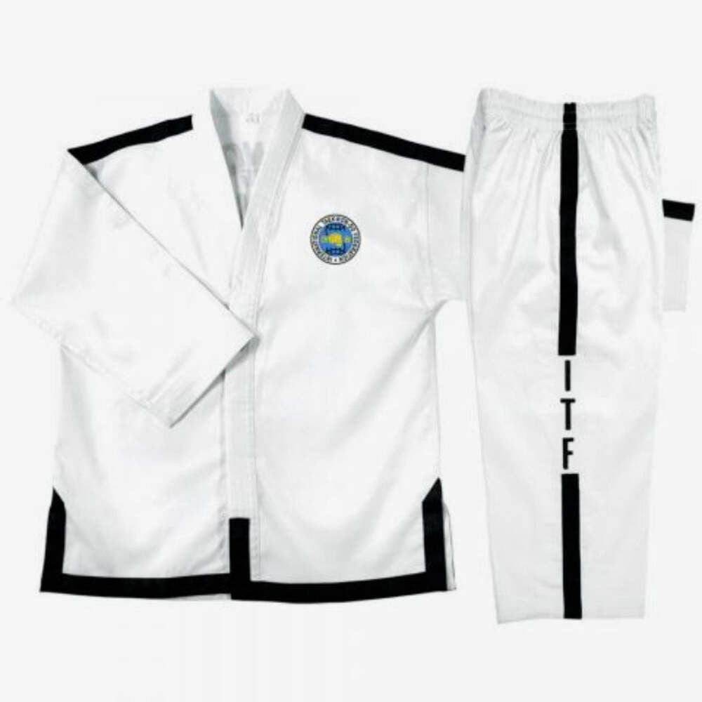 Elite Taekwondo Uniform Gi with Black Stripes - Traditional Martial Arts Gear