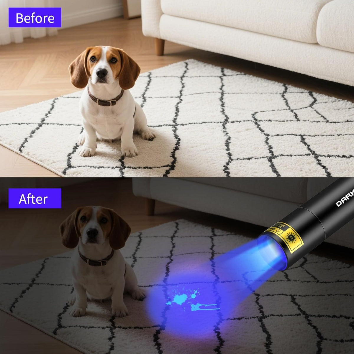 Mini UV Flashlight 365nm Black Light Rechargeable Handheld
