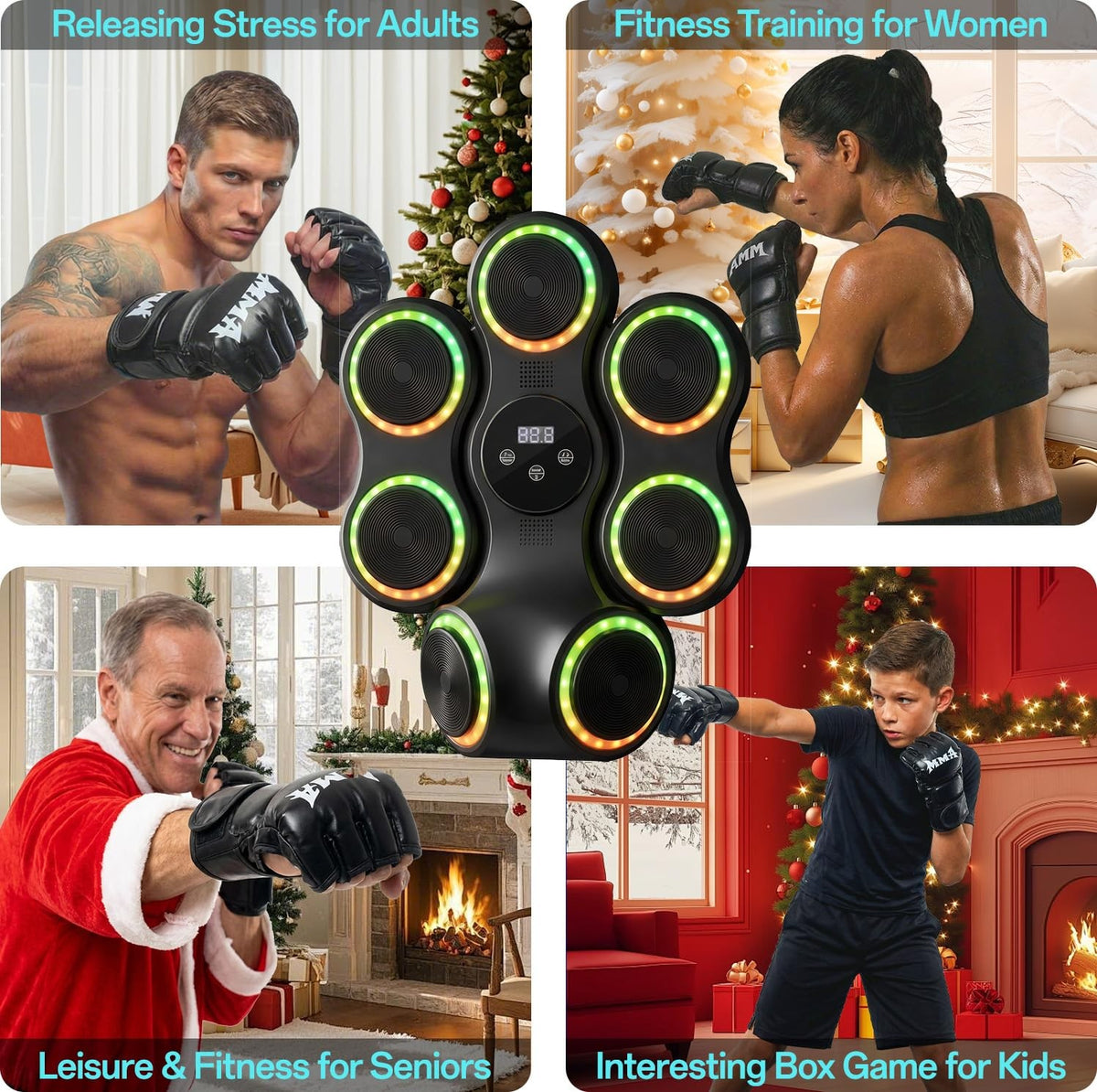 Adult Music Boxing Machine with Gloves, 11 Modes, Bluetooth & Impact Pads