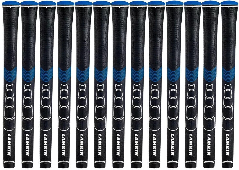 Set of 13 Golf Club Grips - Lamkin Sonar Plus Midsize & Standard Black Blue