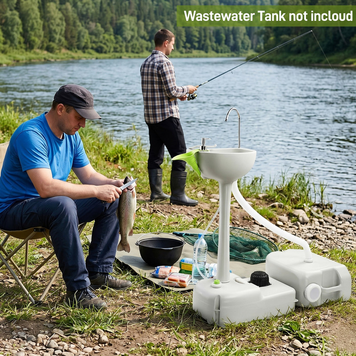 Portable Camping Sink with Water Tank and Foot Pump for Outdoor Use