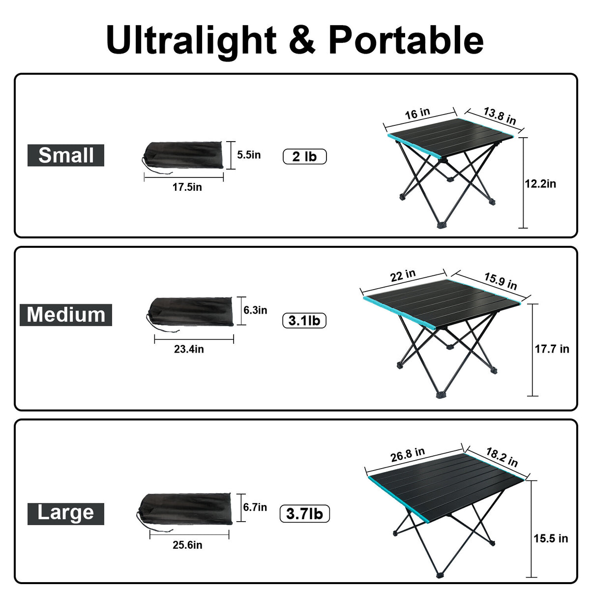 Portable Folding Camping Table Aluminum Outdoor Picnic & BBQ Surface