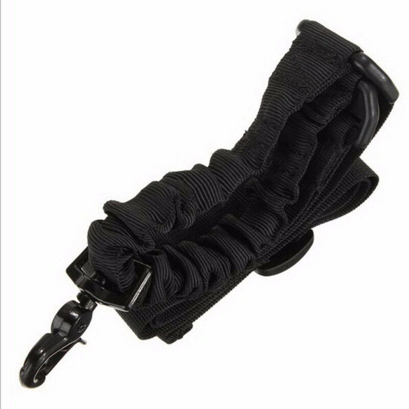 Tactical Single Point Rifle Sling with Adjustable Bungee Cord - Black