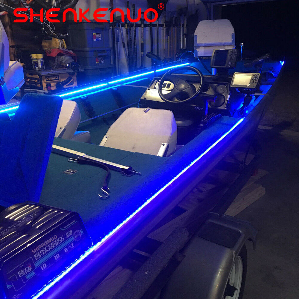 16ft UV LED Strip Light Blue Night Fishing Boat 12V DC Waterproof