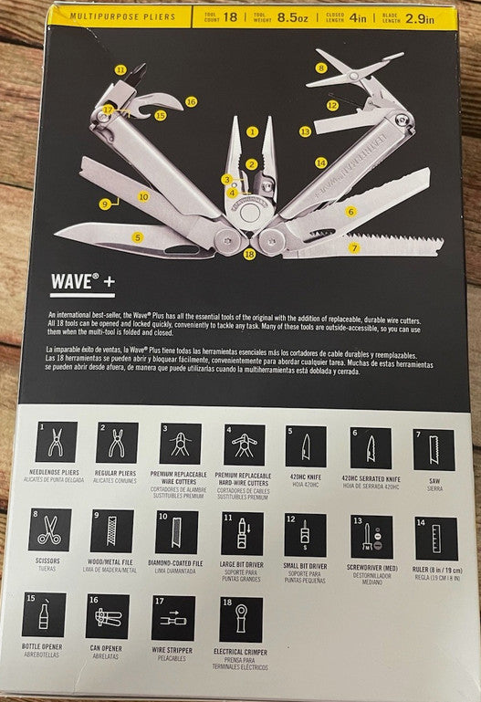 Leatherman Wave Plus 18-in-1 Stainless Steel Multi-Tool with Sheath
