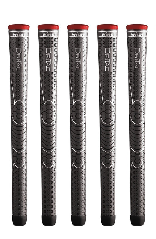 Golf Club Grip Set of 5 - Winn Dri-Tac Standard Dark Gray Non-Slip Comfort
