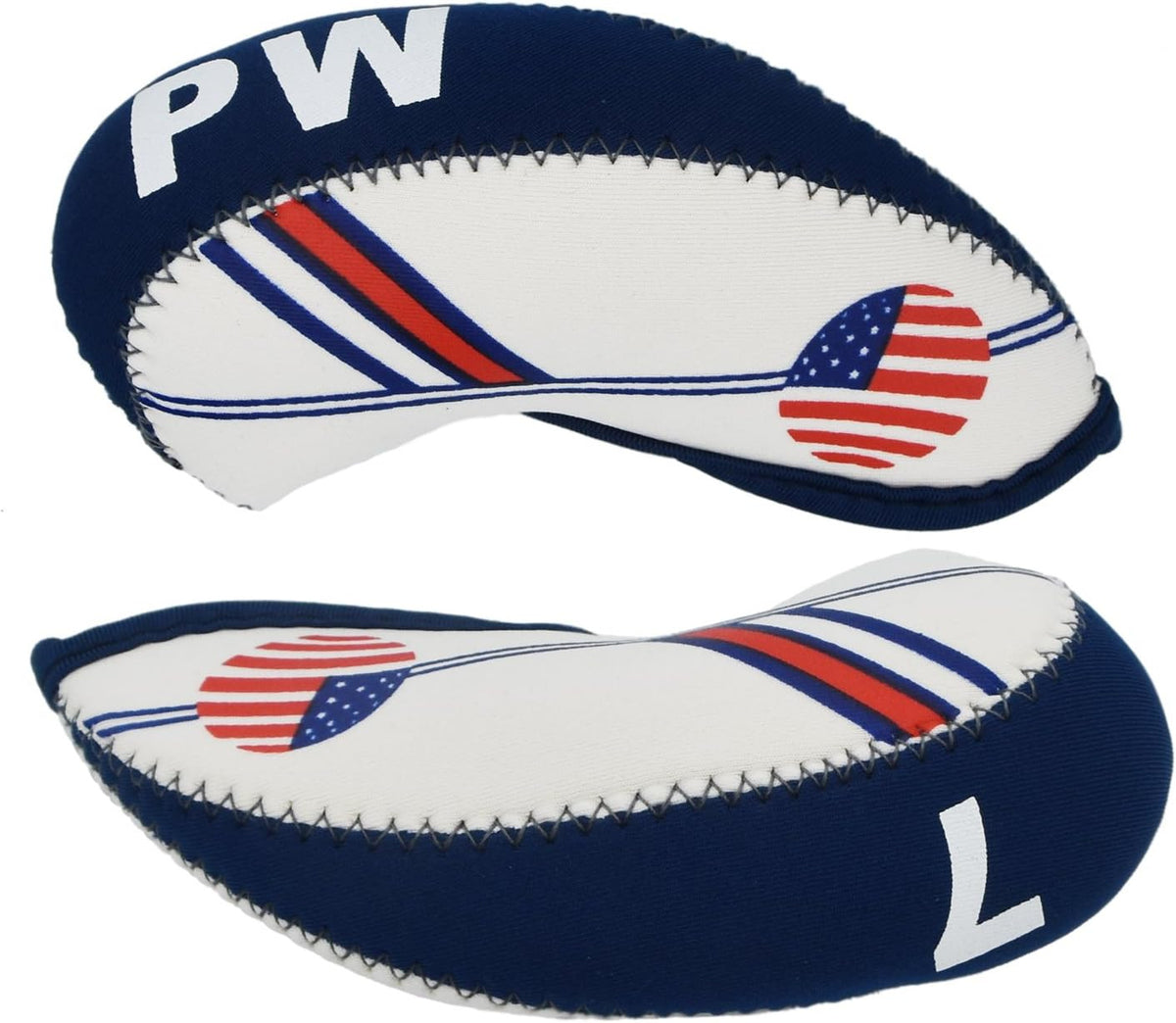 Golf Iron Head Covers Set - Neoprene Protective Wedge & Iron Covers with US Flag Design
