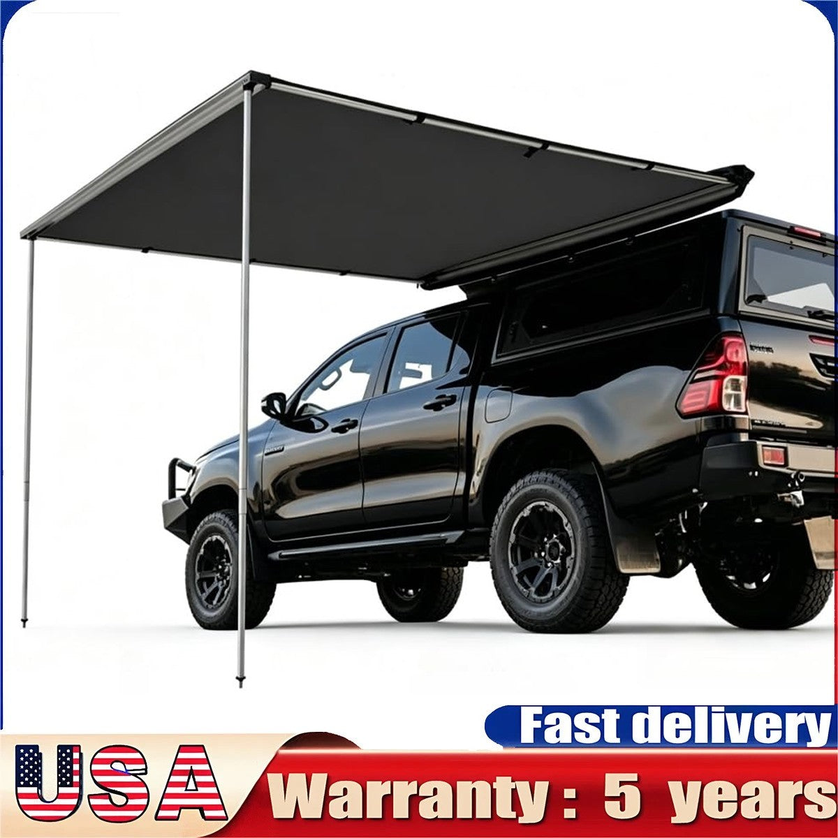 Vehicle Awning 6.6x10ft Waterproof UV50+ Shade with Aluminum Poles
