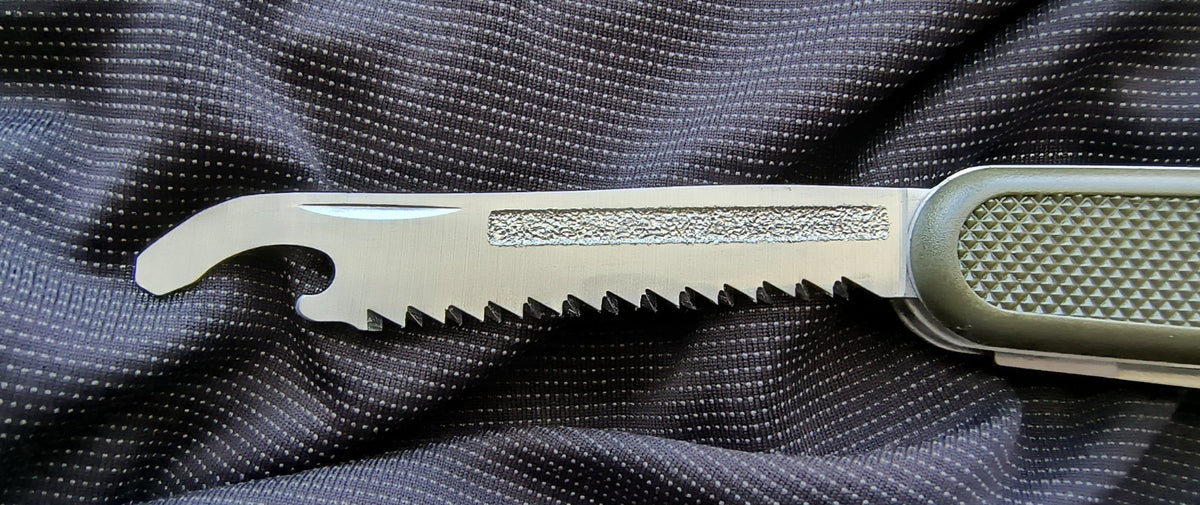 German Military Folding Pocket Knife with 5 Tools and Olive Drab Handle