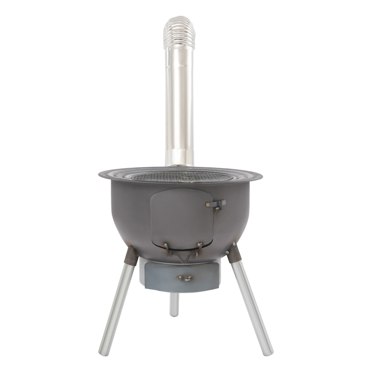 Portable Camping Wood Stove with Chimney Pipe and Grill for Outdoor Cooking