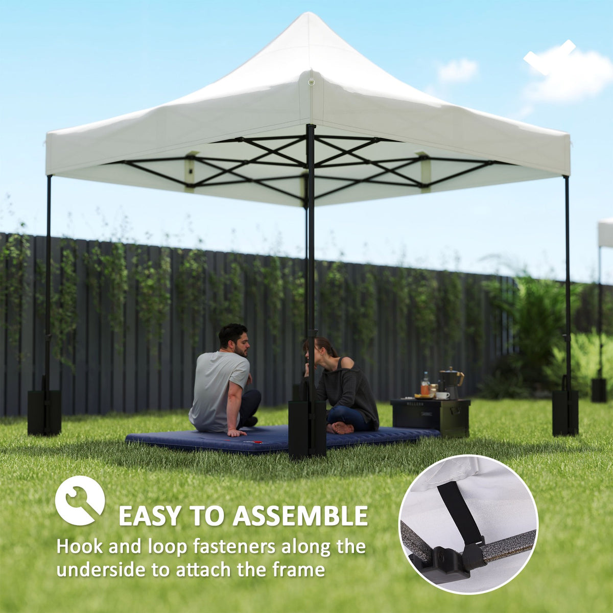 10x10 Pop Up Canopy Replacement Top with Weights - White