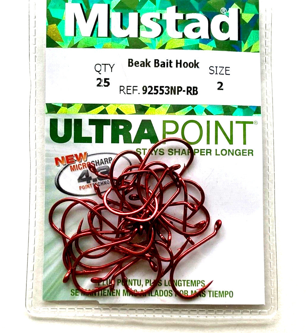Size 2 Red Octopus Bait Hooks - Ultra Point, 25 Count Fishing Hooks
