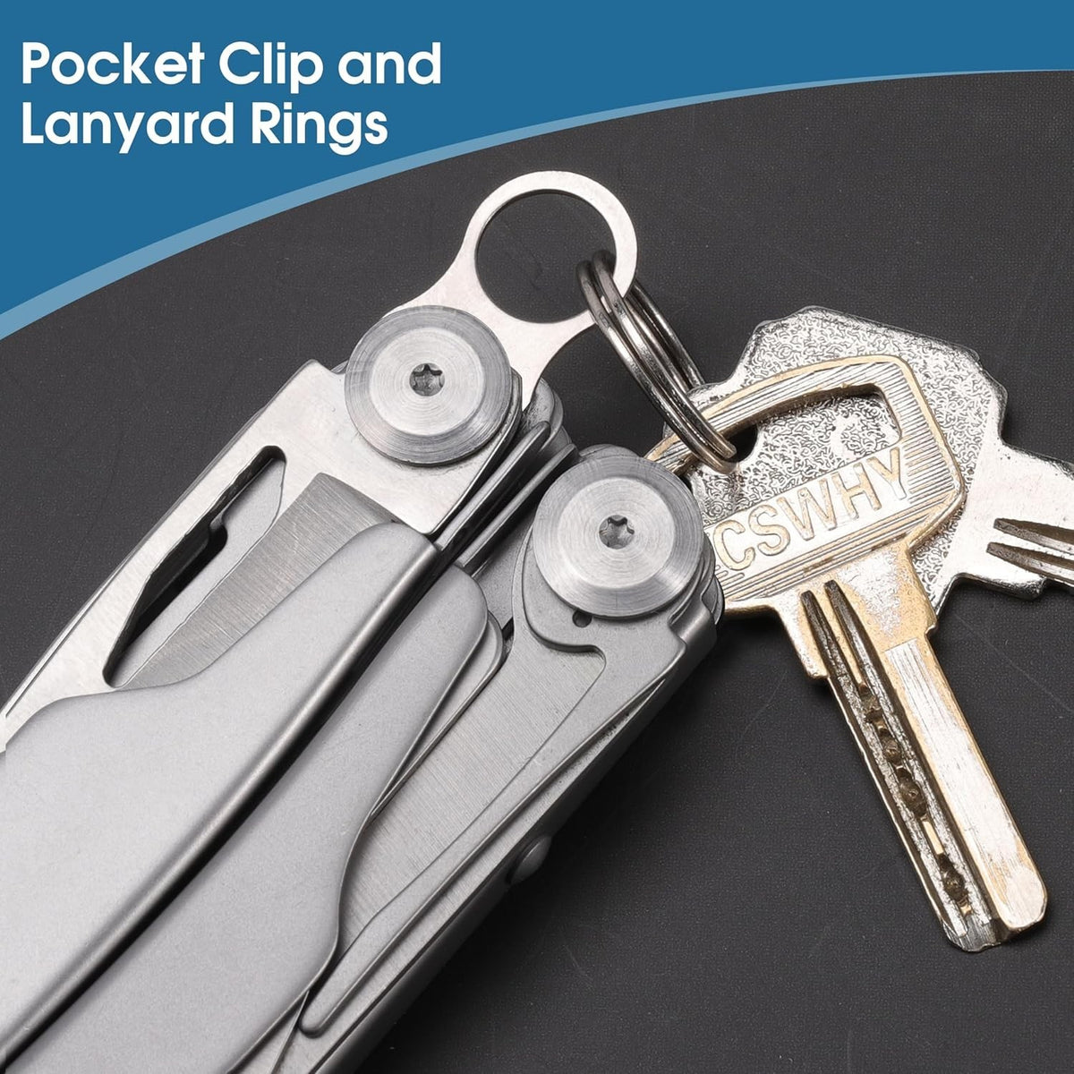 MultiTool Pocket Clips & Lanyard Rings for Leatherman - Stainless Steel Replacement Parts