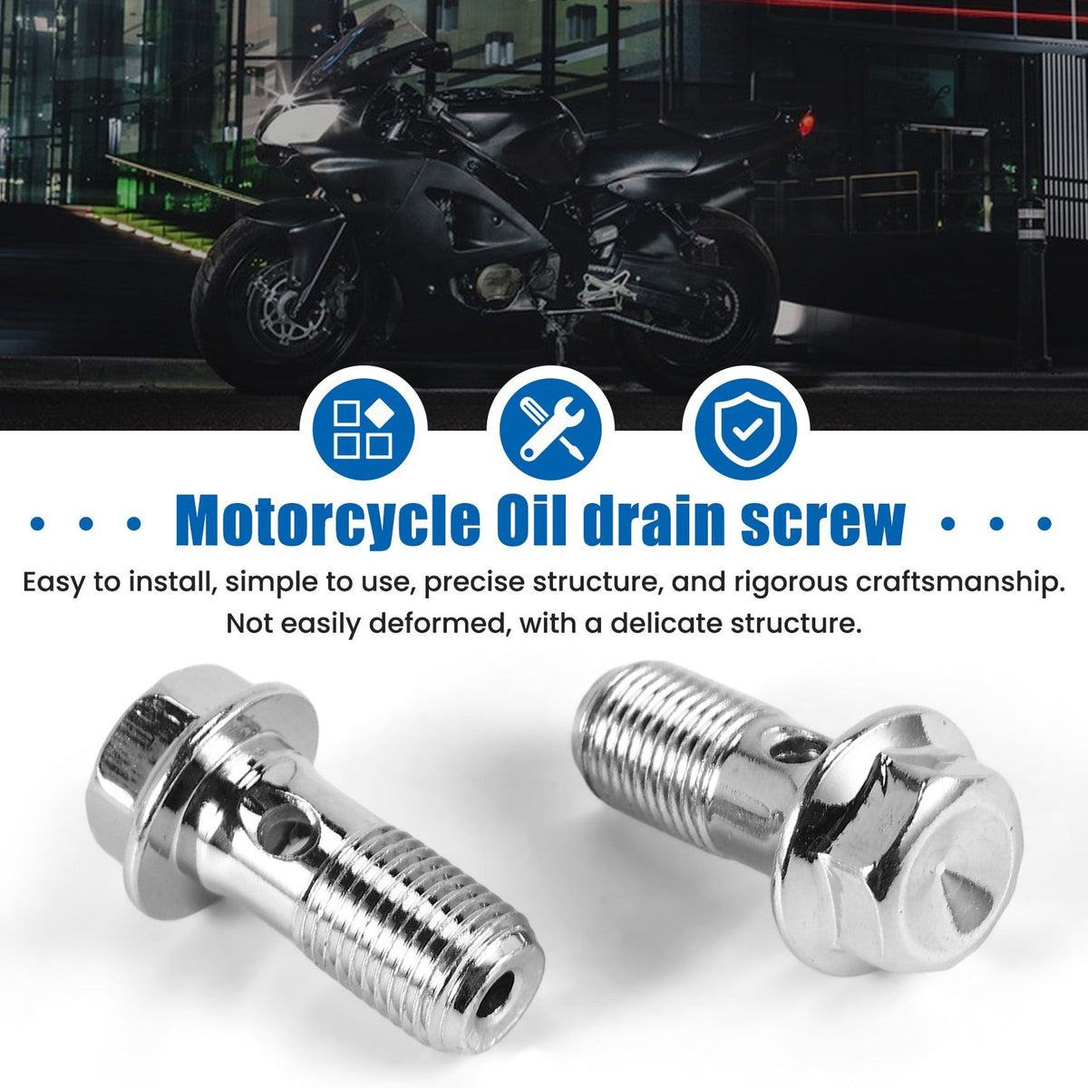 Motorcycle Carbon Steel Brake Banjo Bolt M10 x 1.0mm Set for Brake Calipers