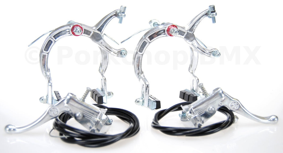 Complete BMX Brake Set Front & Rear - Silver for MX1000 Style Bikes
