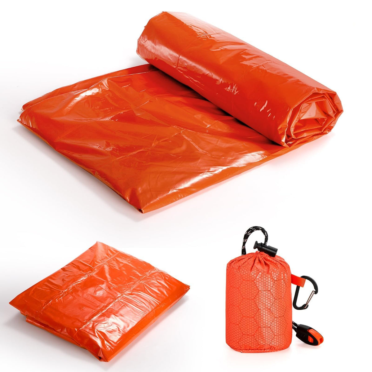 6 Pack Emergency Survival Sleeping Bags with Whistles - Thermal Bivy Sack Blanket