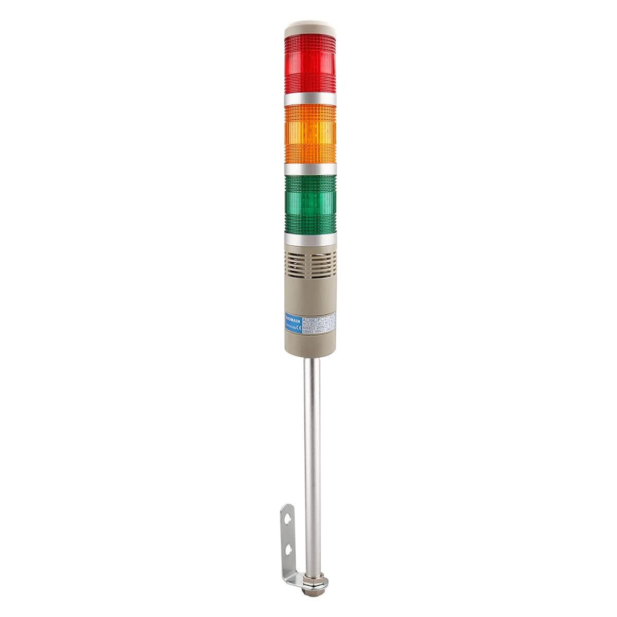 24V DC Industrial Signal Tower Light with Buzzer, Red Yellow Green LED
