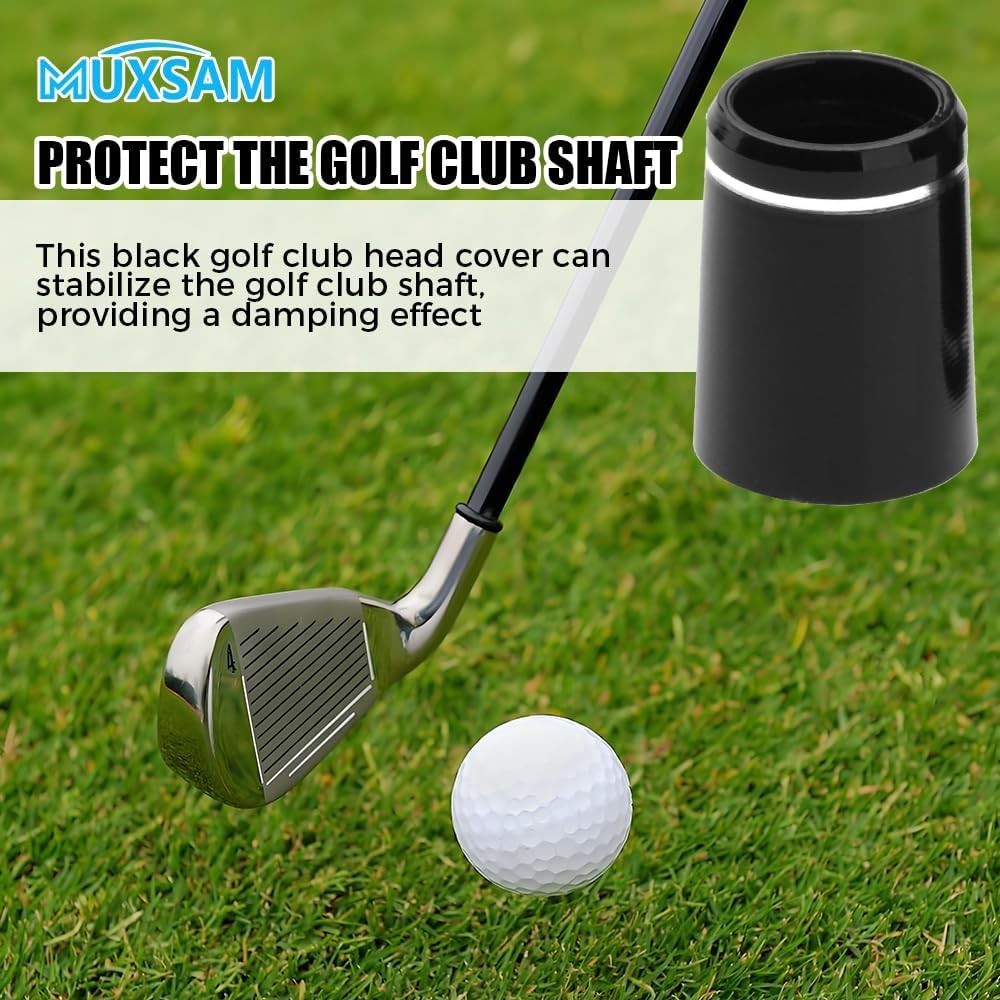 Golf Ferrules Set - 10 Black Tapered with Silver Ring for Irons