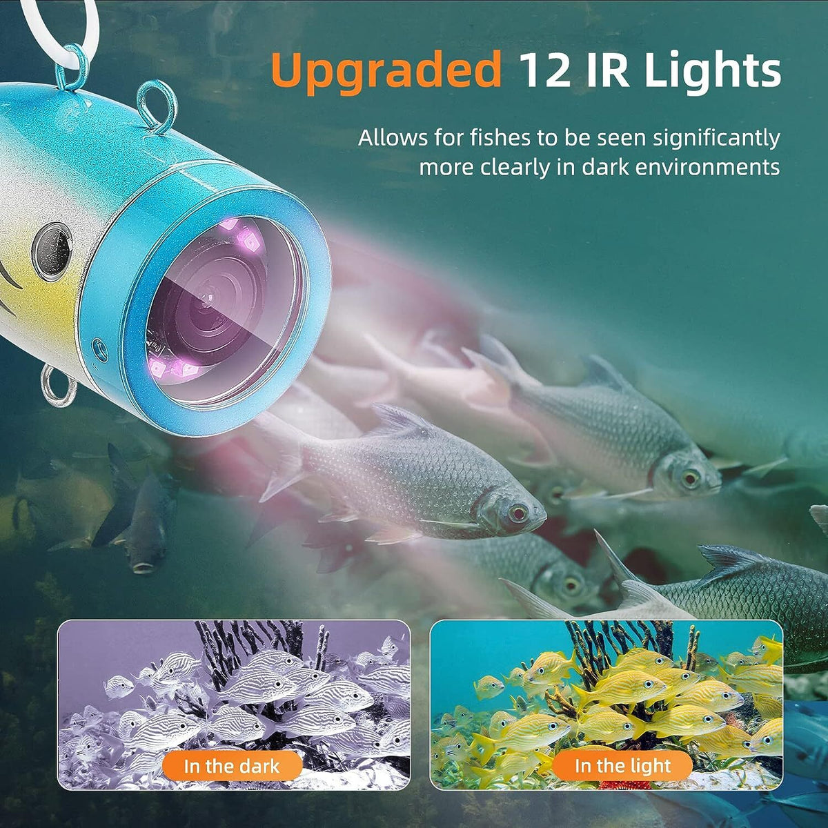 Underwater Fishing Camera with 7-Inch LCD Monitor 1000TVL Waterproof Fish Finder