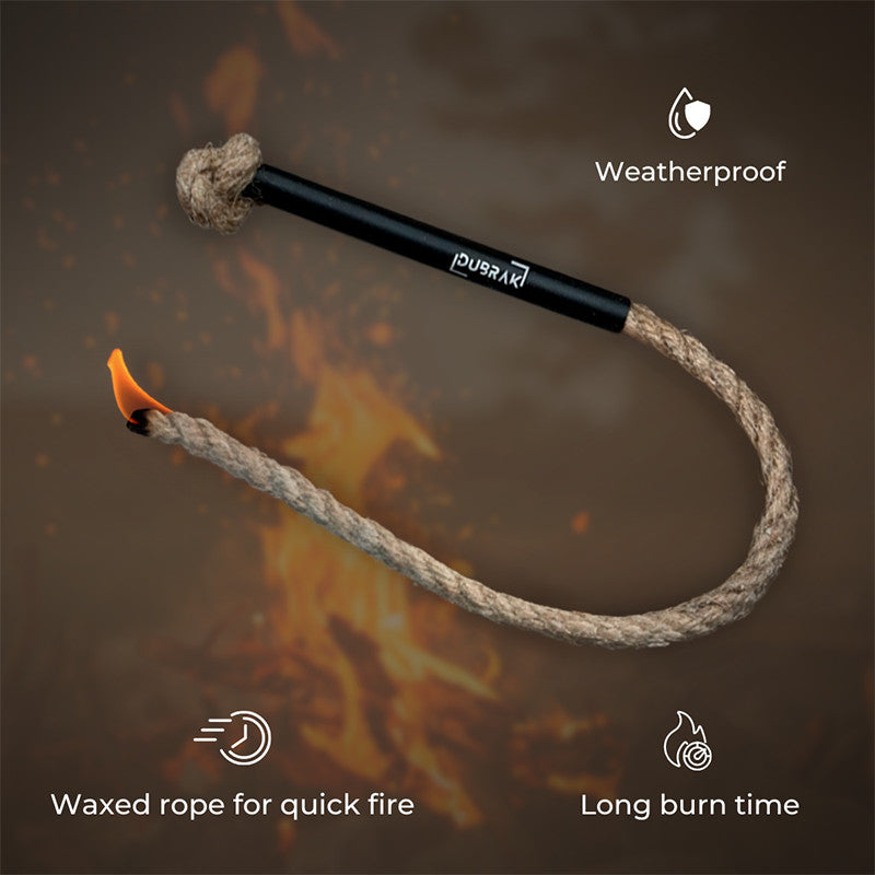 Long Lasting Fire Starter Tinder Rope Set with Bellow for Camping Survival