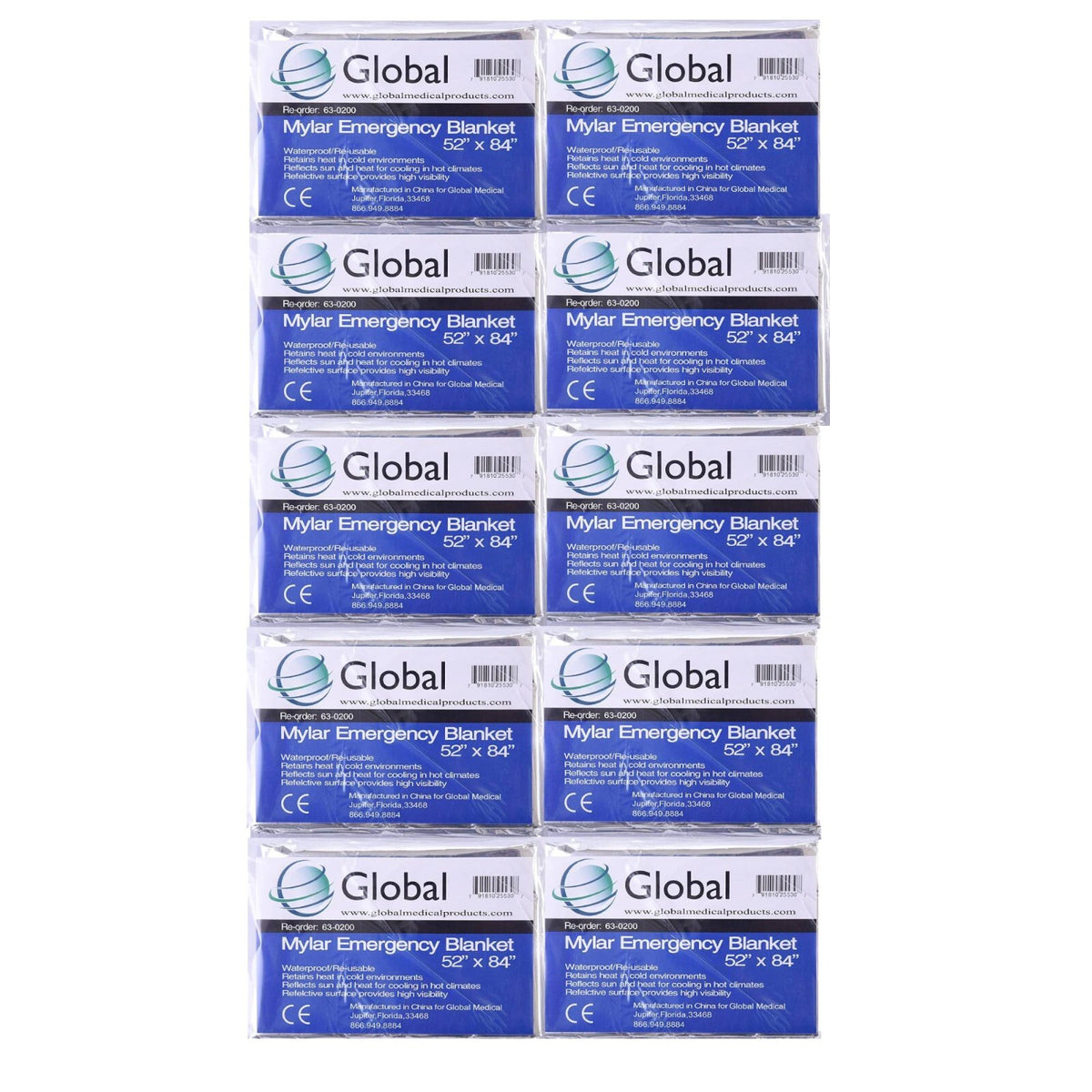 Emergency Mylar Thermal Blankets Pack of 10 - Waterproof & Reflective Survival Blankets
