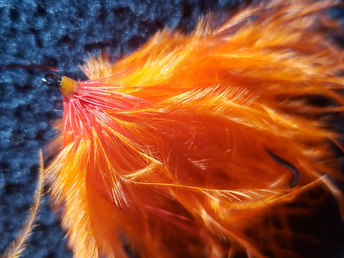 Salmon Flies Marabou Spey Orange Size 2 - Custom Tied Fishing Flies (Set of 6)