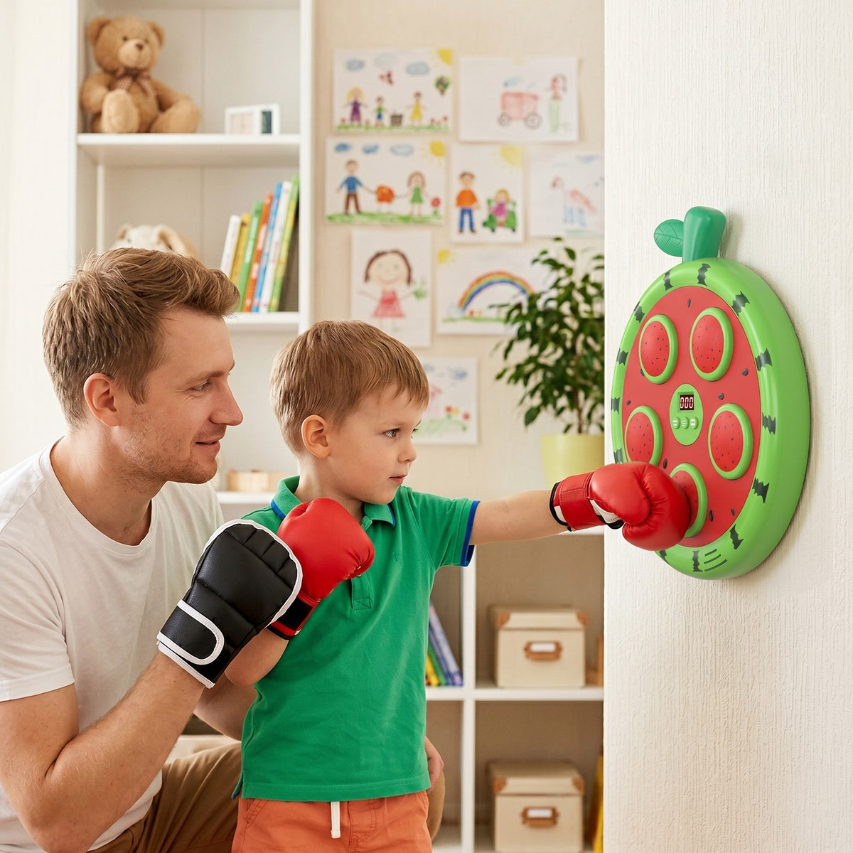 Kids Smart Boxing Machine with Bluetooth Music Wall Mount - Watermelon Shape