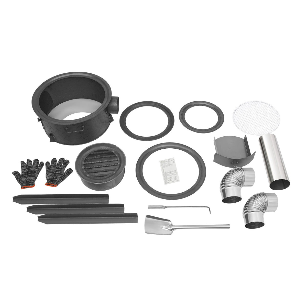 Portable Camping Wood Stove with Wok Rings, Stable Steel Support