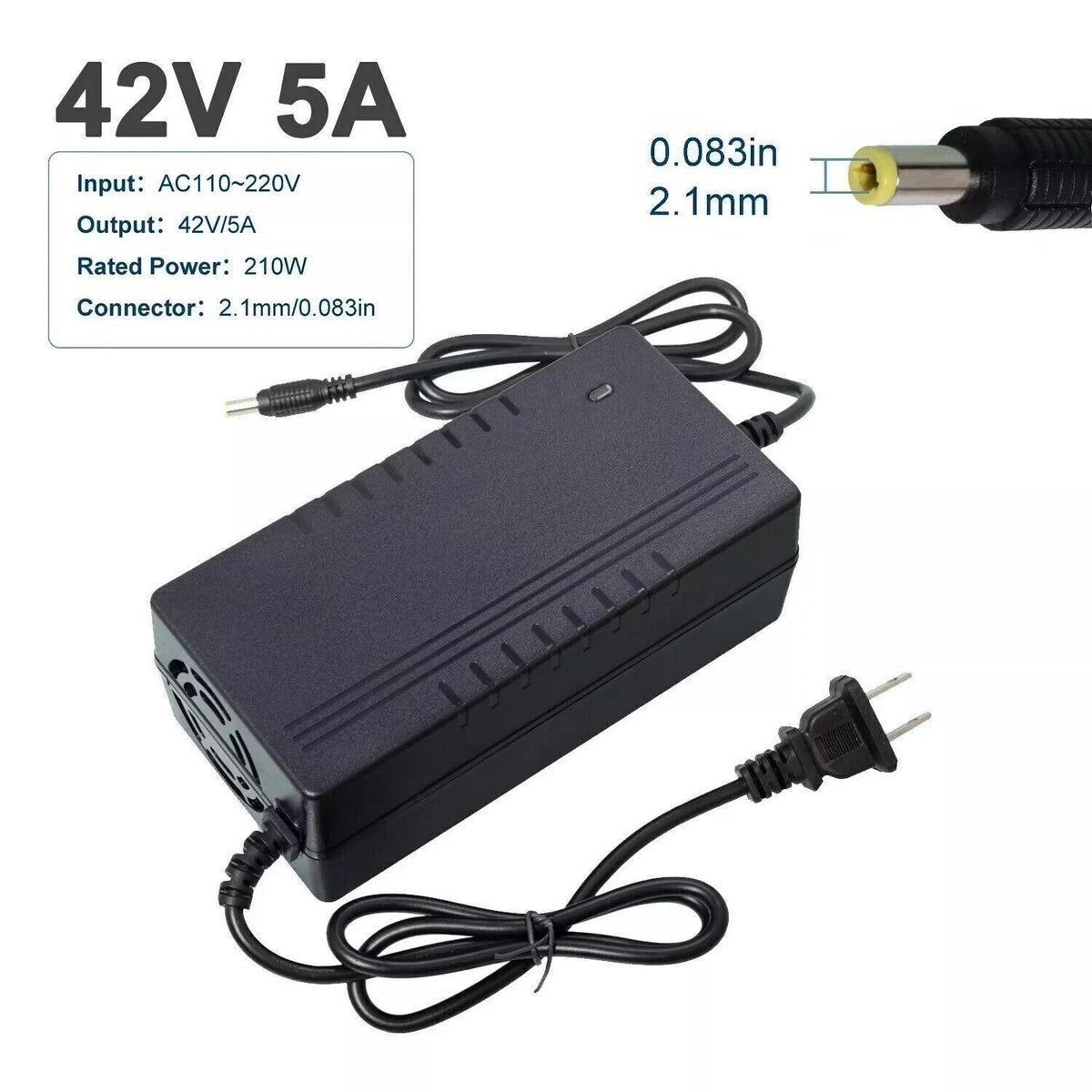 Electric Bicycle Lithium Battery Charger 42V/54.6V 2A/5A Smart Power Adapter