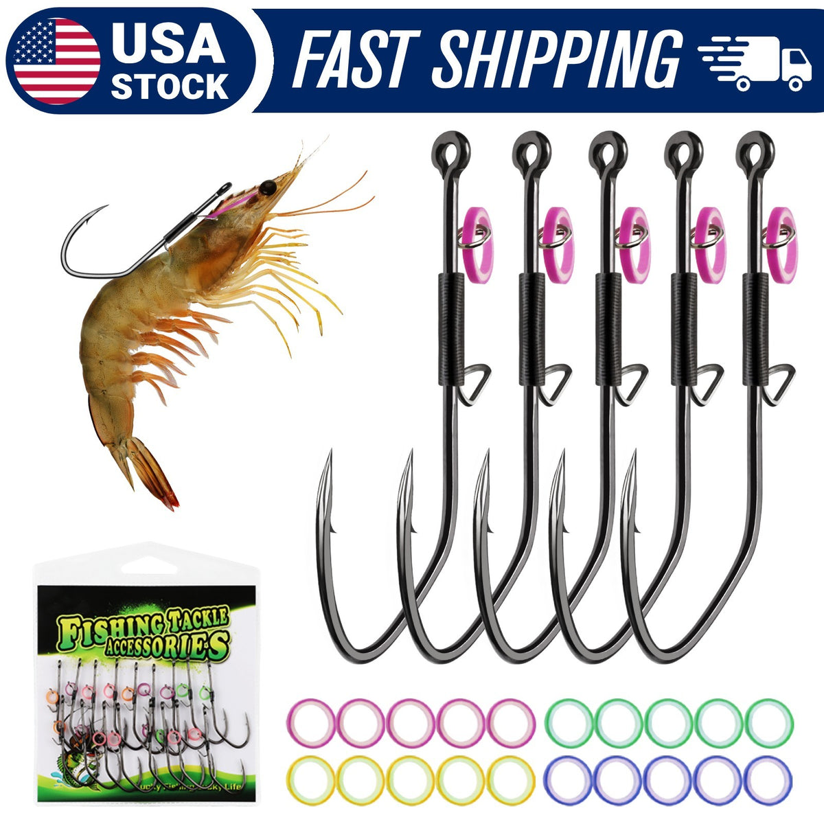 Live Shrimp Fishing Hooks for Bass Pike Saltwater & Freshwater | 20PCS