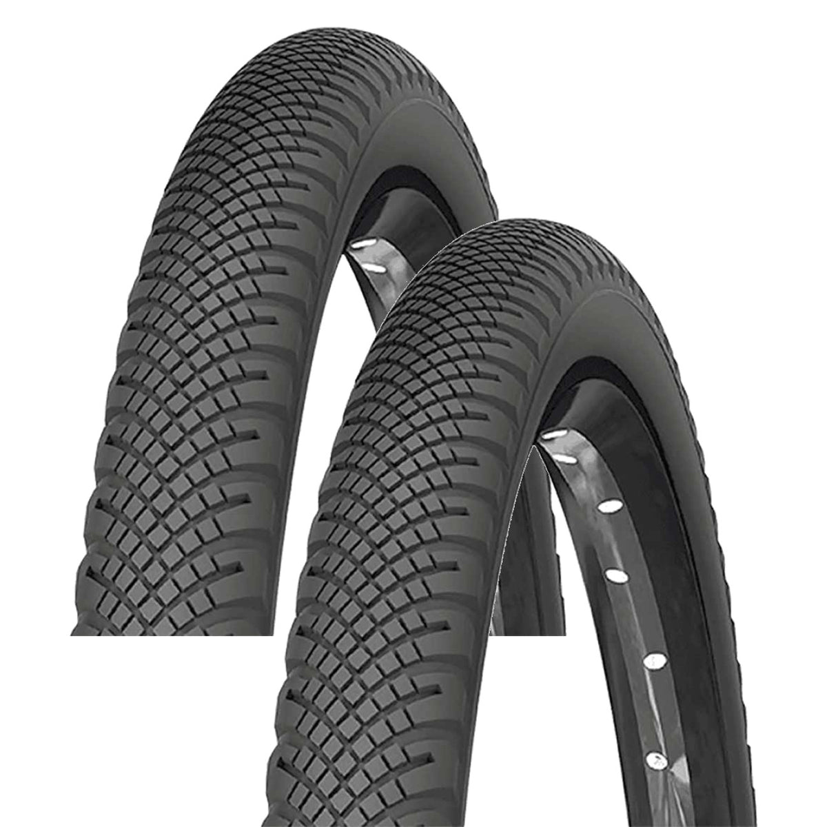 26 x 1.75 Mountain Bike Tires Pack of 2 - Clincher Wire Steel Off-Road & Pavement