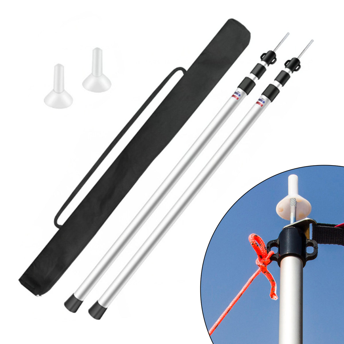 Adjustable Tent Poles Set for Camping Canopy Awning Shelter - Aluminum Telescopic