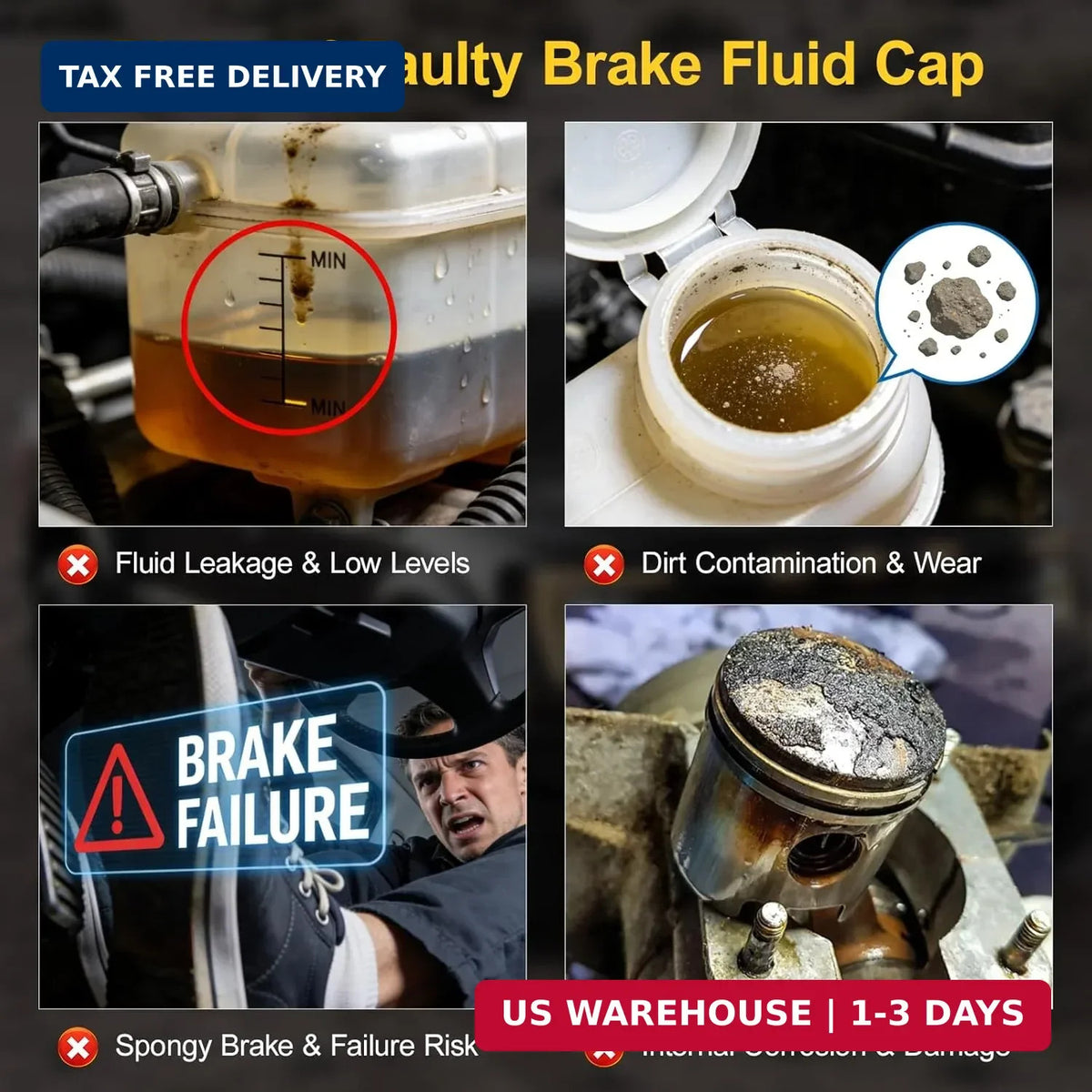 Brake Fluid Cap Replacement for GMC, Chevrolet, Cadillac | DOT3 Master Cylinder Cover